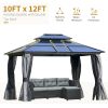 10' x 12' Hardtop Polycarbonate Double Roof Gazebo