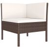 10 Piece Brown Rattan Garden Lounge Set With Cushions