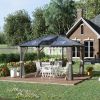10' x 12' Hardtop Polycarbonate Roof Gazebo With Netting