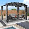 Patio Pergola 9 x 11ft Arched Gazebo with Waterproof Sun Shade Shelter Awning Steel Frame Grape Gazebo for Garden Backyard -Grey
