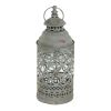 Set Of 2 Black Metal Candle Lanterns Featuring Intricate Scroll Designs