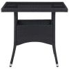 3 Piece Garden Dining Set Black Poly Rattan and Glass