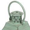 Montville Mango Wood Lantern (White & Green)
