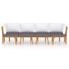 4 Piece Patio Lounge Set with Cushions Solid Acacia Wood