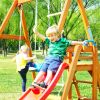Outdoor Wooden Swing Set With Slide - Backyard Playground For Kids