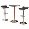 Baxton Black Bar Table & 2 Swivel Stools Set - Adjustable Height
