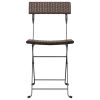 Folding Bistro Chairs 8 pcs Brown Poly Rattan and Steel