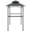 BBQ Gazebo with Side Shelves Anthracite 94.5"x59.1"x95.7" Steel