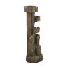 Rustic Tree Trunk 5-Tier Fountain With LED Light – Indoor/Outdoor Decor