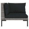 7 Piece Grey Rattan Patio Lounge Set With Cushions