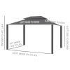 10'x12' Hardtop Double Roof Gazebo With Netting & Curtains