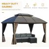 10'x12' Hardtop Double Roof Gazebo With Netting & Curtains