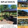 12'x14' Hardtop Galvanized Steel Gazebo With Gable Canopy