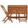 Solid Acacia Wood Balcony Dining Set: Planter Table & 2 Bistro Chairs