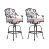 Patio Outdoor Aluminum Swivel Bar Stool with Cushion, Set of 2, Spectrum Sand