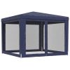 Party Tent with 4 Mesh Sidewalls Blue 9.8'x9.8' HDPE