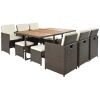 11-Piece Wicker Outdoor Dining Table Set With Cushions