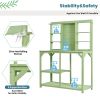 64.6" Garden Potting Table, Wood Workstation With 6 Shelves, Tabletop & Hook