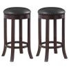 Dark & Medium Brown Swivel Bar Stools (Set of 2)