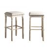 Arnhem Wood Upholstered Bar Stools, Set of 2, Tan
