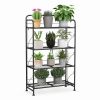 Adjustable 4-Tier Folding Plant Stand With Shelves