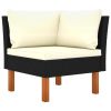 10 Piece Black Rattan Lounge Set With Cushions