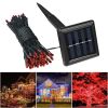 100 Red LED Solar-Powered String Lights