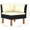 10 Piece Black Rattan Lounge Set With Cushions