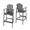 Acacia Wood Adirondack Barstools (Set of 2) In Dark Gray