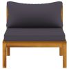 2 Piece Patio Sofa Set with Dark Gray Cushions Acacia Wood