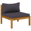 2 Piece Patio Sofa Set with Dark Gray Cushions Acacia Wood