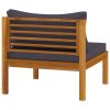 2 Piece Patio Sofa Set with Dark Gray Cushions Acacia Wood