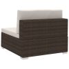 3 Piece Garden Sofa Set with Cushions Poly Rattan Brown