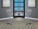 Adjustable Bar stool Gas lift Chair Gray Faux Leather Chrome Base metal frame Modern Stylish Set of 2 Chairs