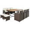 11-Piece Wicker Outdoor Dining Table Set With Cushions