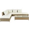 3-Piece Rattan Sofa Set With Adjustable Chaise Lounge Frame