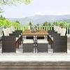11-Piece Wicker Outdoor Dining Table Set With Cushions