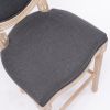 French Country Wooden Barstools With Upholstered Seating , Dark Grey, Set of 2