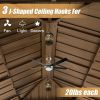 10x14 Ft Cedar Wood Hardtop Gazebo With Netting & Curtains