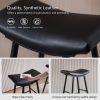 Armless Counter Stools (Set of 2) - Black PU Leather Metal Legs & Footrest