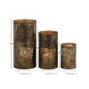 DecMode Set Of 3 Copper Metal Leaf Candle Lanterns