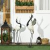Set Of 2 Heron Metal Bird Sculptures For Patio Or Backyard Decor