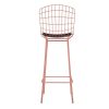 Manhattan Comfort Madeline 41.73" Barstool with Seat Cushion in Rose Pink Gold and Black