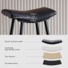 Armless Counter Stools (Set of 2) - Black PU Leather Metal Legs & Footrest