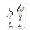 Set Of 2 Heron Metal Bird Sculptures For Patio Or Backyard Decor