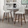 Nevis Mid-century Modern Faux Leather Tufted Nailhead Trim Barstool Set of 2, Off-White