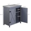 Outdoor Storage With Metal Roof & Shelves For Garden Or Pool Supplies Gray