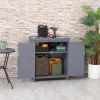 Outdoor Storage With Metal Roof & Shelves For Garden Or Pool Supplies Gray