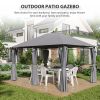 Outsunny 10' x 13' Outdoor Patio Gazebo, Canopy Shelter with 6 Removable Sidewalls & Steel Frame for Garden, Lawn, Backyard & Deck, Gray
