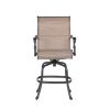 Set Of 2 Patio Outdoor Aluminum Sling Swivel Bar Stools